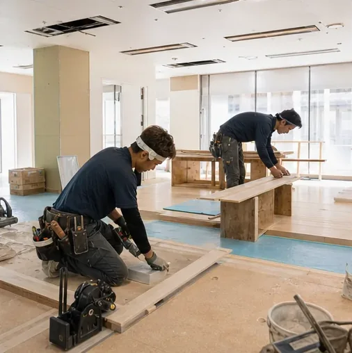 建物内装を施工する職人のイメージ