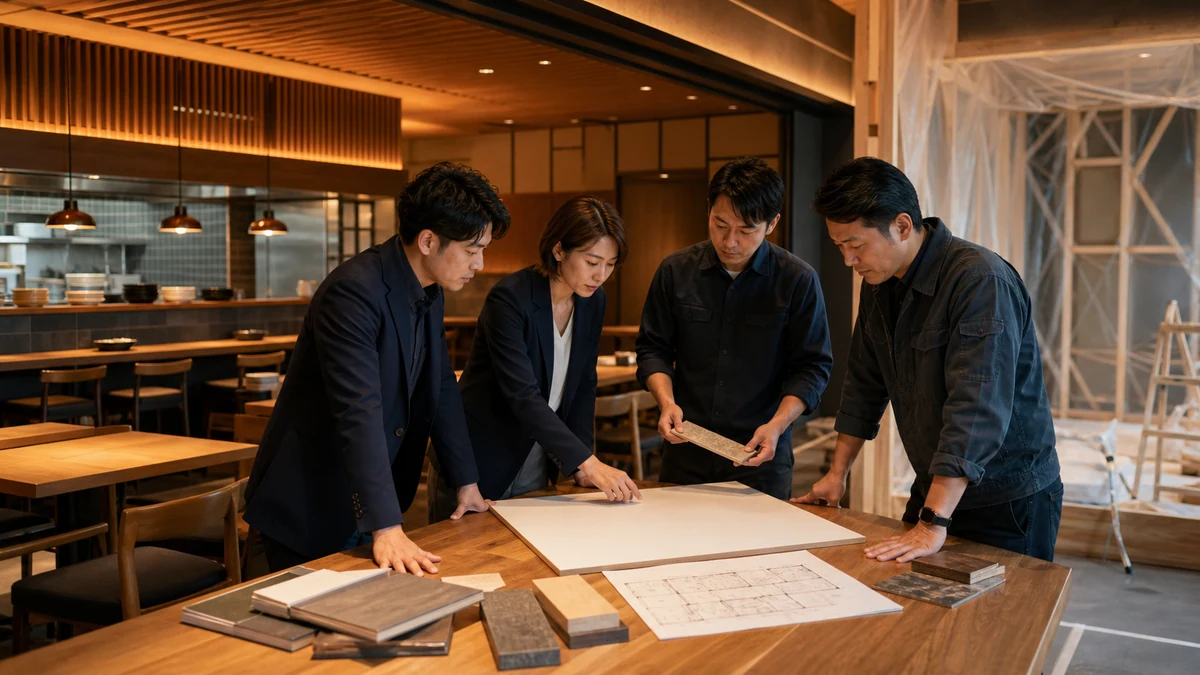 ヨシックスHD 芝産業 M&A事例を象徴する店舗内装施工現場と全株式取得の検討資料