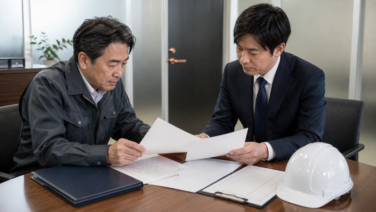 建設会社の資料を秘密保持に配慮して段階的に整理するイメージ